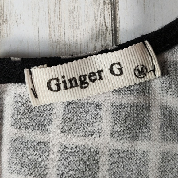 Ginger G black and white square print dress d46 - Picture 7 of 8